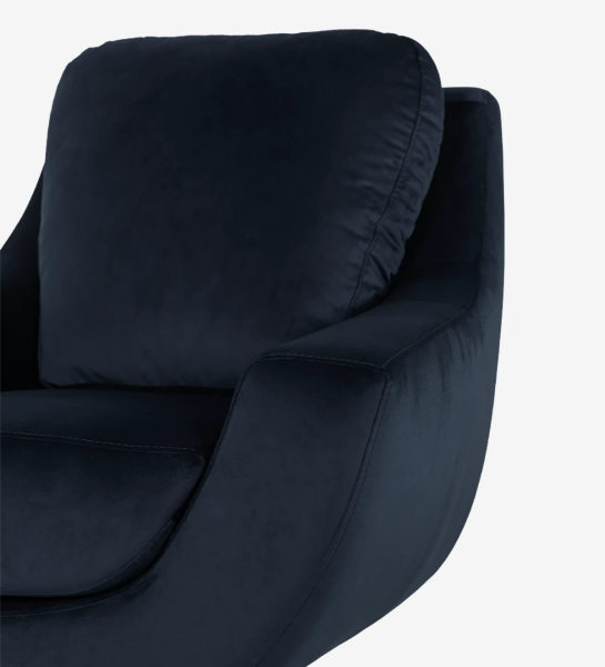 Amrchair upholstered in fabric, with swivel base.
