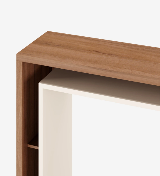 Walnut console, with pearl interior detail.