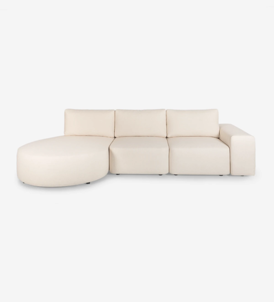 2 seater sofa with chaise longue, upholstered in fabric.