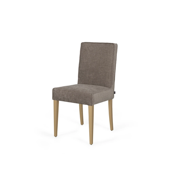 Chair upholstered in fabric, with feet lacquered in gold.