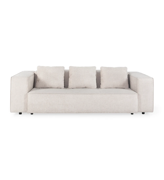 Rio 3-seater sofa upholstered in beige fabric, 263 cm.