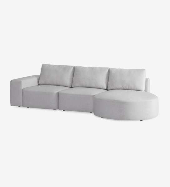 Paris Sofa with Chaise Longue, light gray three-seat sofa with right rounded chaise