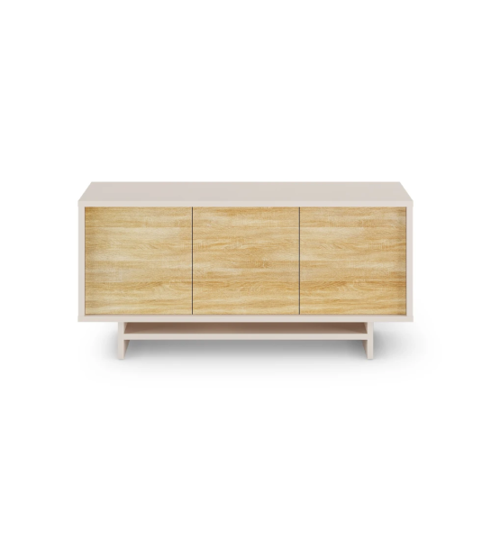 Sideboard with 3 doors in natural oak, with structure in pearl.