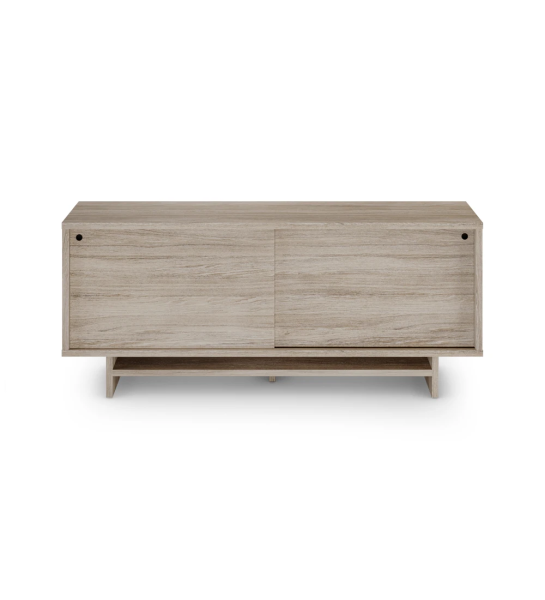 Sideboard with 2 sliding doors and structure in decapé oak.