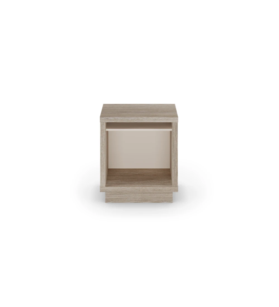 Bedside table with shelf and structure in decapé oak.