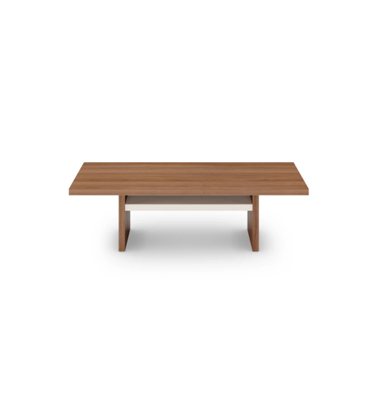 Dallas rectangular center table in walnut, pearl shelf, 110 x 55 cm.