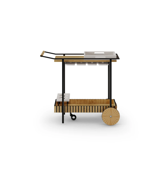 Cannes bar cart in natural oak, cup holder, 85 x 41 cm.