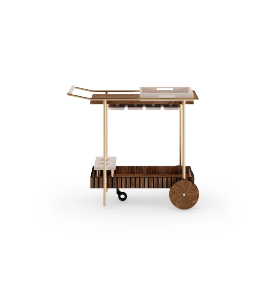 Cannes bar cart in walnut, cup holder, 85 x 41 cm.