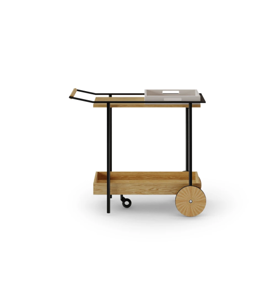 Cannes tea cart in natural oak, 85 x 41 cm.