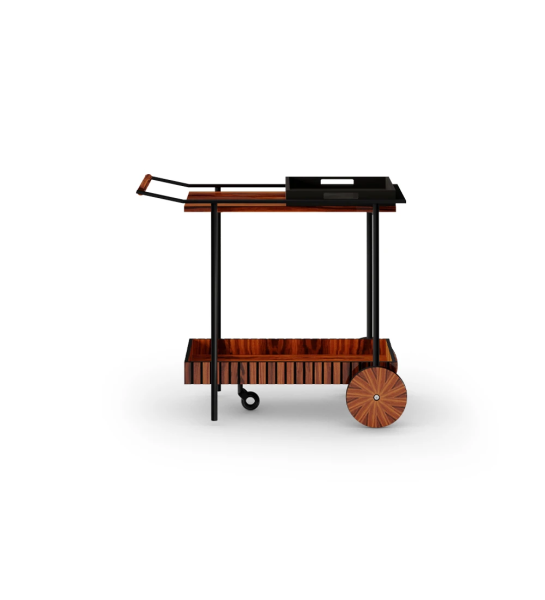 Cannes tea cart in high gloss palissander, 85 x 41 cm.
