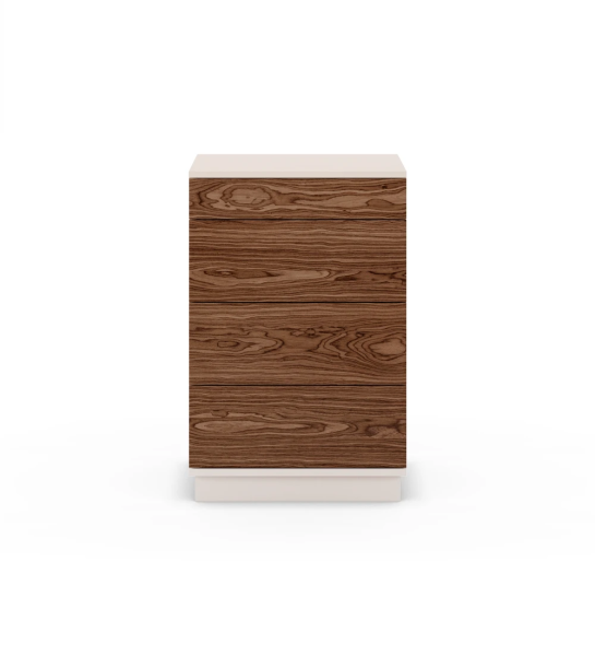 Dresser with 4 walnut drawers, pearl structure.