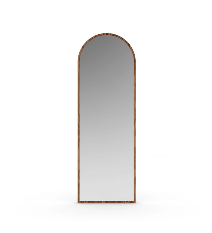 Tall mirror with walnut frame