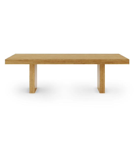 Mesa de jantar Cannes retangular 250 x 110 cm, em carvalho natural.