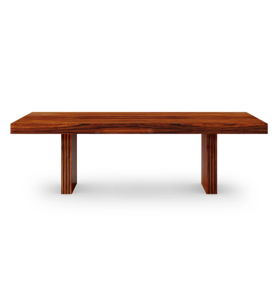 Mesa de jantar Cannes retangular 250 x 110 cm, em palissandro alto brilho, pés com frisos.