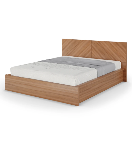Cama de casal Oslo em nogueira.