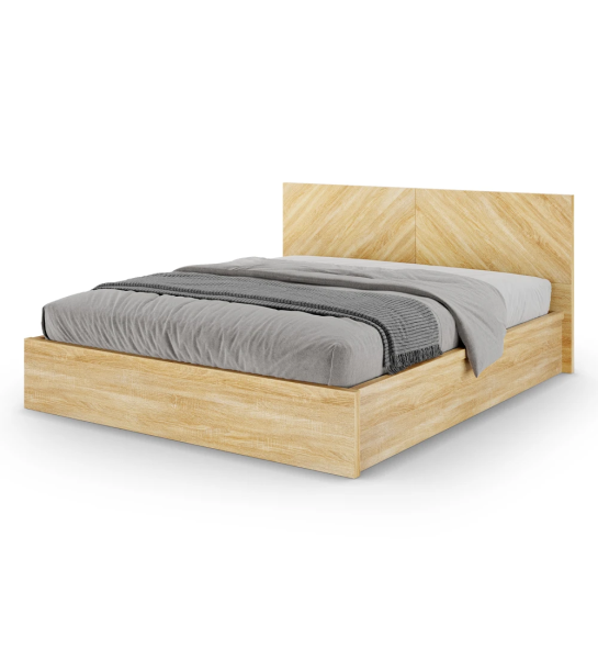 Cama doble Oslo en roble natural.