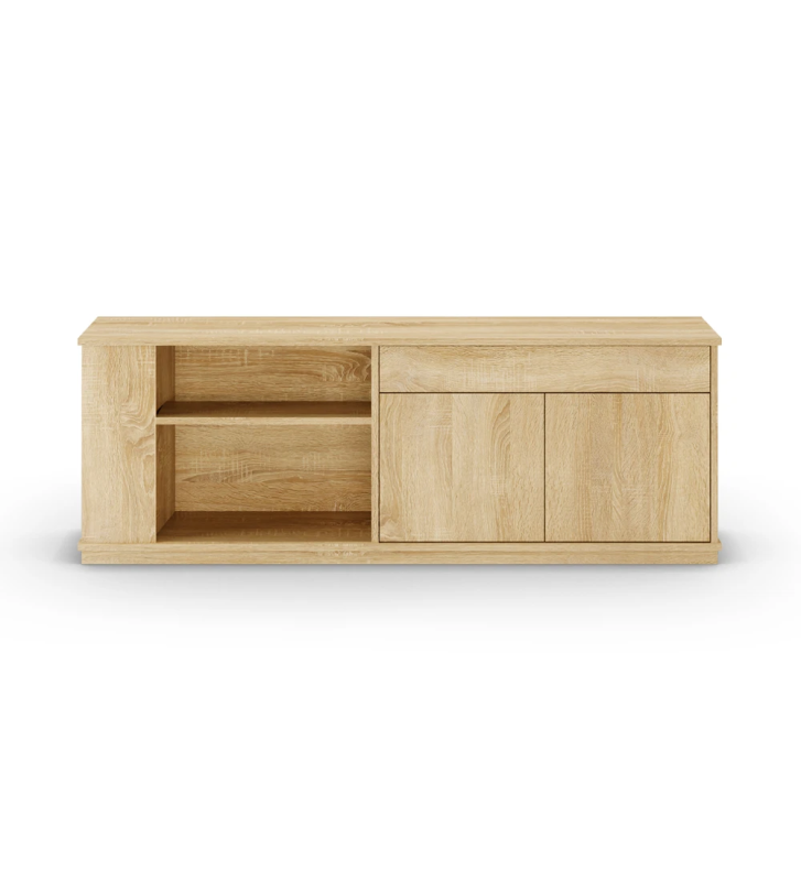Oslo side unit in natural oak, with 2 doors, 1 drawer and shelves, 180 x 64 cm.