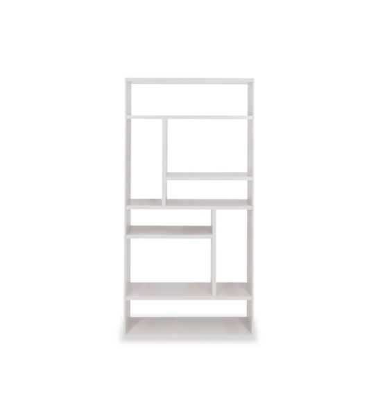 Oporto bookshelf in pearl lacquer, 90 x 180 cm.