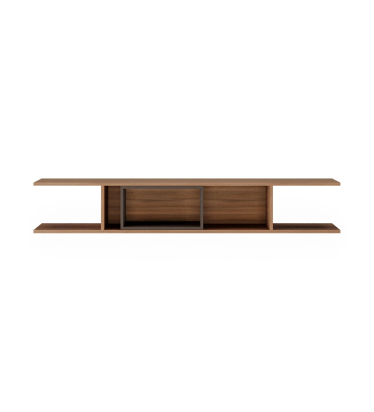 Etagère Oslo en noyer, module laqué marron foncé, 182 x 26 cm.