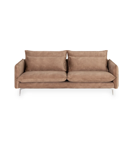 Veneza 3-seater sofa upholstered in toffee fabric, metal feet, 220 cm.