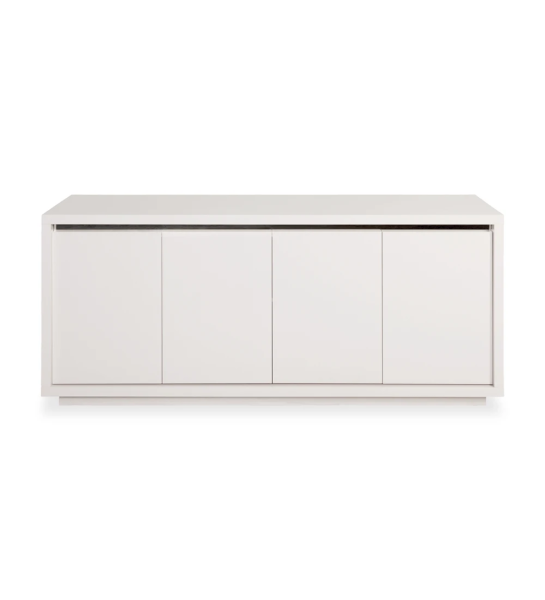 Sideboard with 4 doors, pearl lacquered, mirror detail.