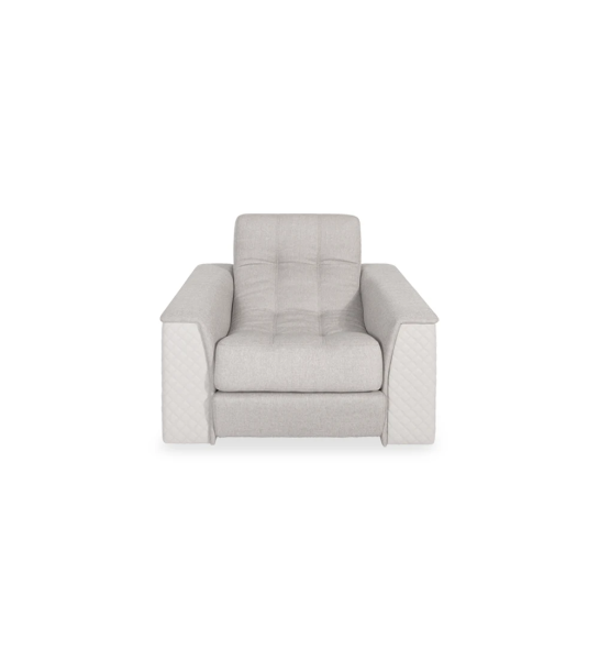 Londres Maple upholstered in eco-leather and light gray fabric, 120 cm.