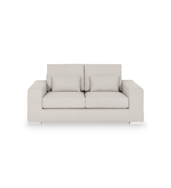 Sofá Geneve 2 plazas tapizado en tela perla, 181 cm.