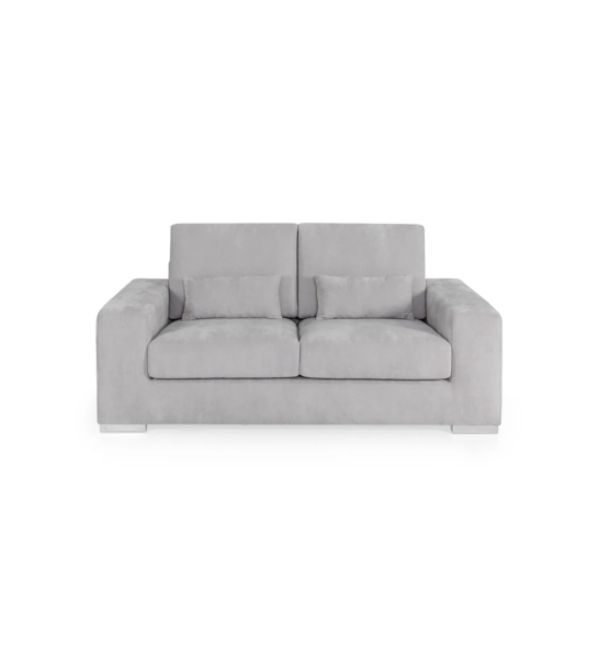 Geneve 2-seater sofa upholstered in light gray fabric, 181 cm.