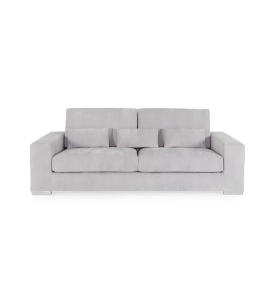 Geneve 3-seater sofa upholstered in light gray fabric, 224 cm.