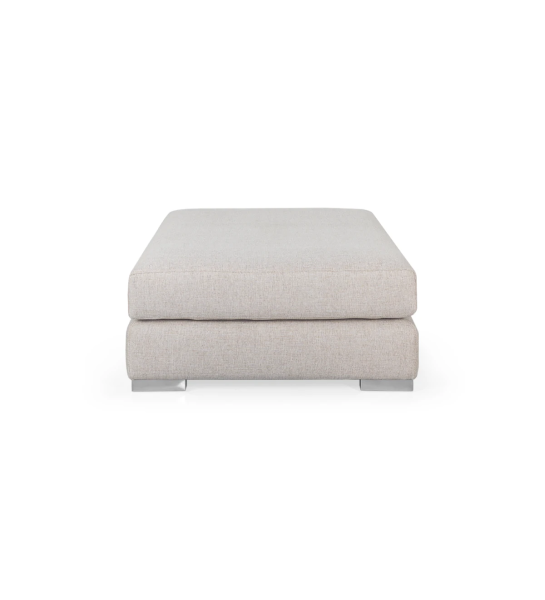 Califórnia square puff, upholstered in beige fabric, 110 x 110 cm.