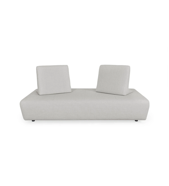Sofá cama Florença estofado a tecido light grey, almofadas de costa amovíveis, 200 cm.