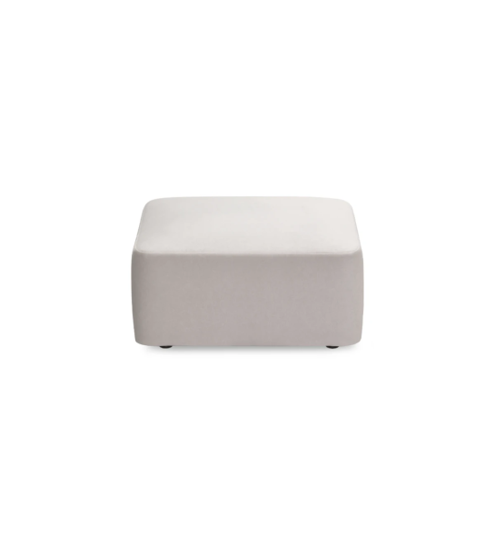 Paris square puff, upholstered in light gray fabric, 80 x 80 cm.