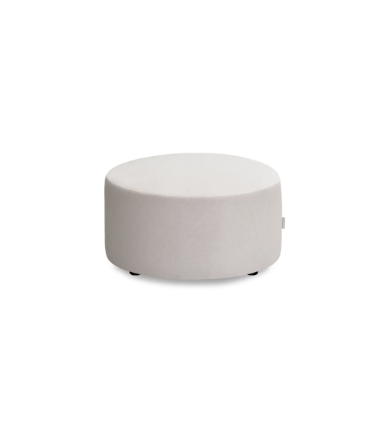 Pouf Paris rond, recouvert en tissu gris clair, Ø 73 cm.