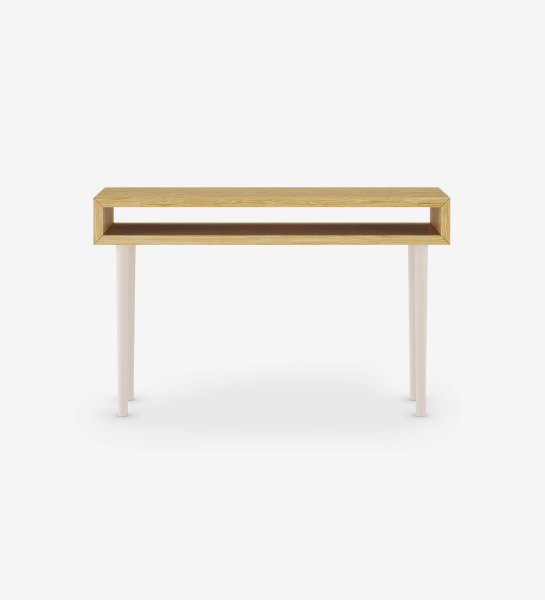 Module in natural oak and pearl lacquered legs