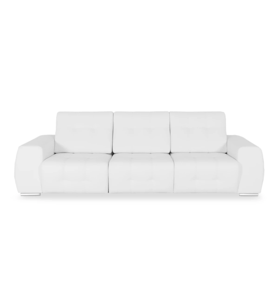 Madrid 3-seater sofa upholstered in white eco-leather, 286 cm.