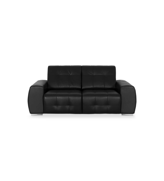 Madrid 2-seater sofa upholstered in black eco-leather, 213 cm.