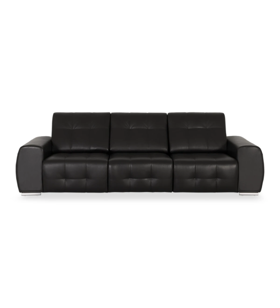 Madrid 3-seater sofa upholstered in black eco-leather, 286 cm.