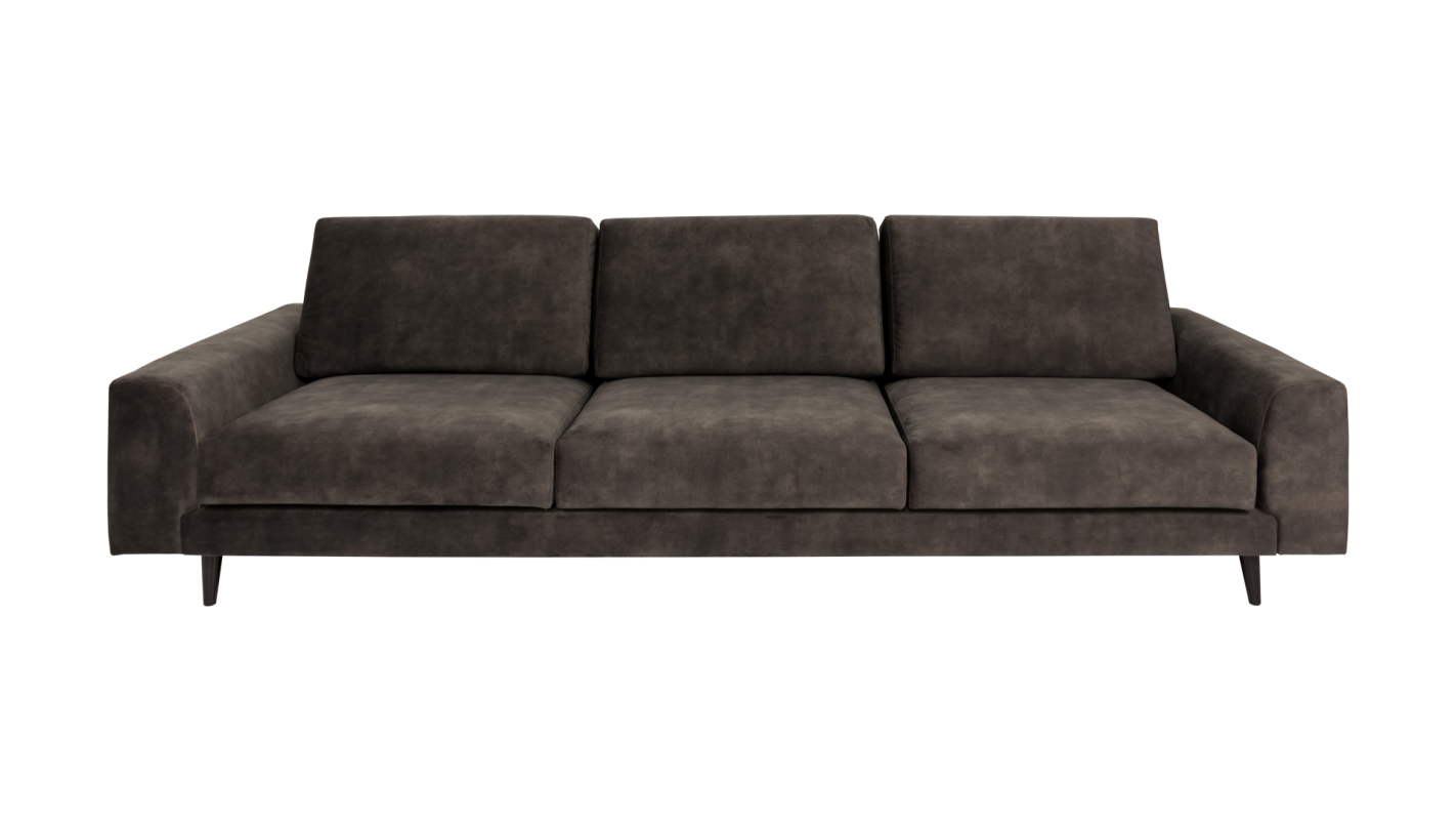 Sofá Oslo 3 Lugares, estofado a tecido Adore Cor 68, pés torneados lacados castanho escuro