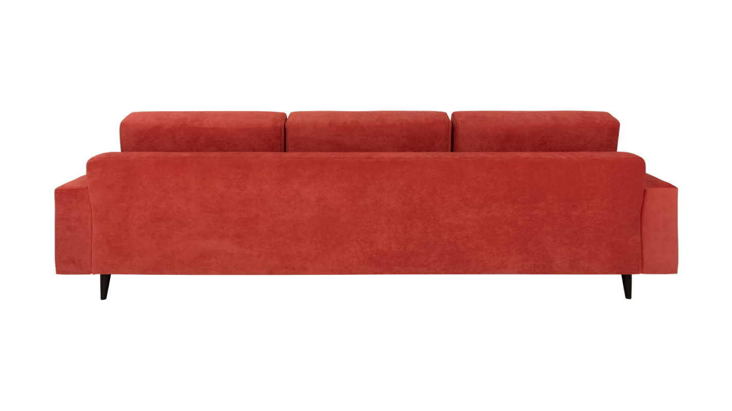 Sofá 3 Lugares Oslo Estofado a tecido, pés torneados lacados castanho