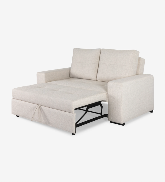 Haiti 2-seater sofa bed upholstered in beige fabric, removable back cushions, 180 cm.