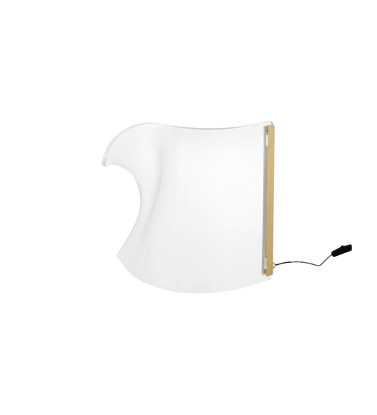 Table lamp in golden aluminum and acrylic.