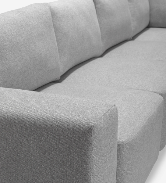 Paris corner sofa 3+1 seats, upholstered in gray fabric, 374 x 214 cm.