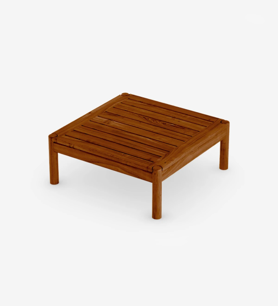Mesa de centro quadrada em madeira natural cor mel.
