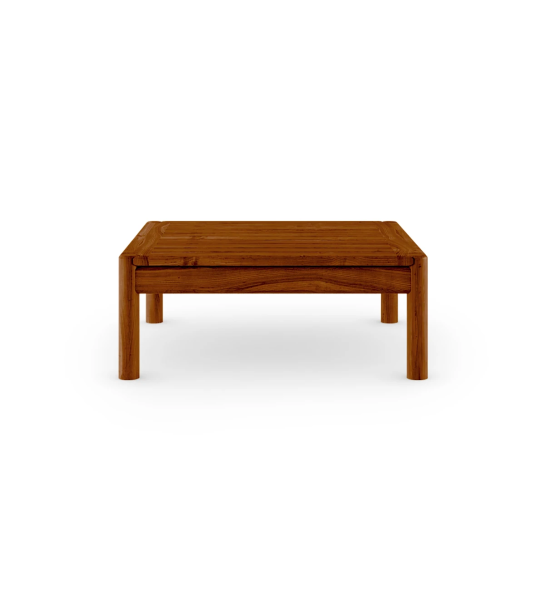 Mesa de centro quadrada em madeira natural cor mel.