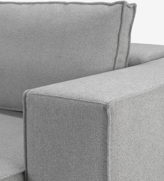 Canapé Rio 2 places et chaise longue droite, recouvert en tissu gris, 303 cm.