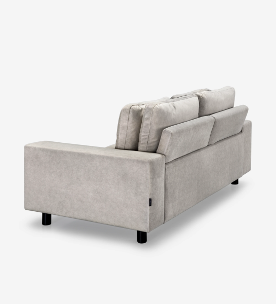 Dallas 2-seater sofa upholstered in beige fabric, folding back cushions, black lacquered feet, 225 cm.