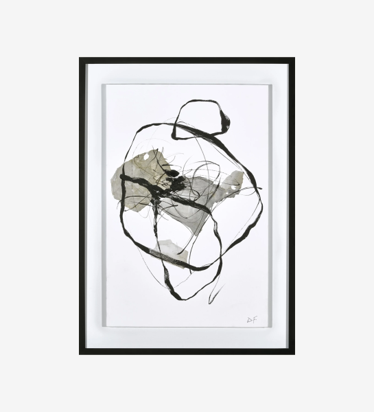 Cuadro abstracto gris, marco de madera, 90 x 120 cm.