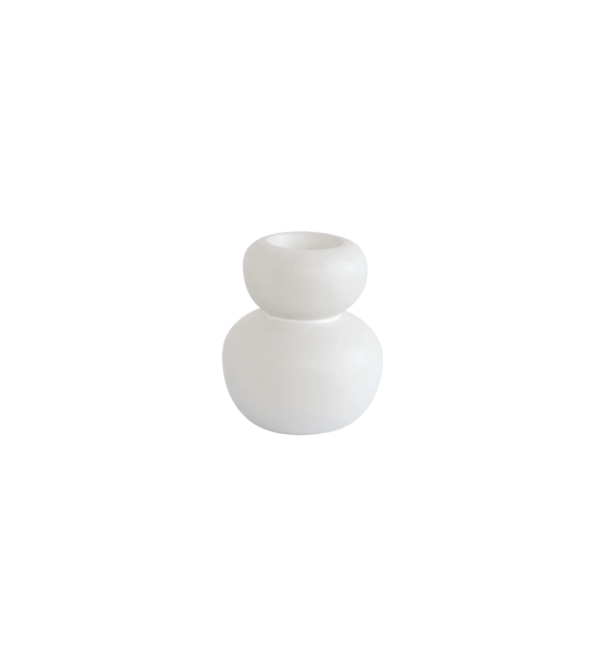 Porta-Vela de cor branco fosco liso e com estrutura de cerâmica.