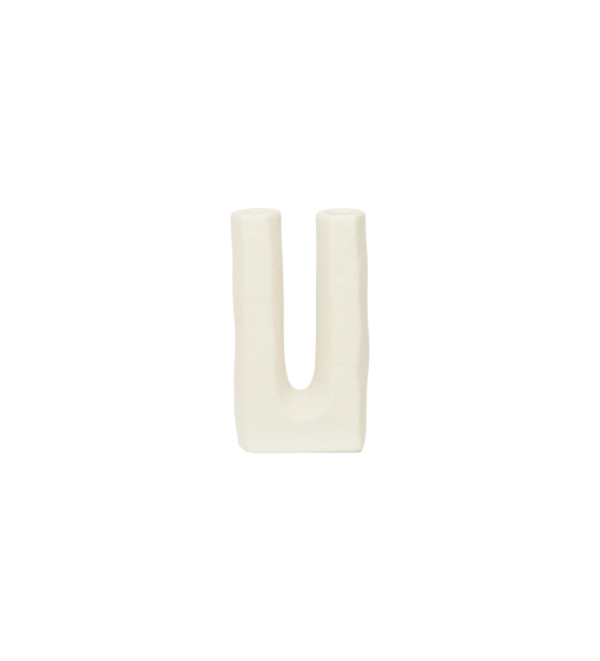 Porta-Vela de cerâmica com acabamento off-white.