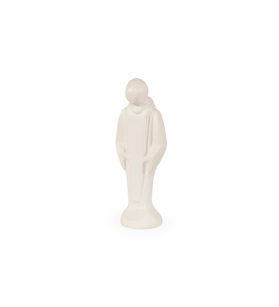 Handmade ceramic sculpture, in a matte ecru tone.